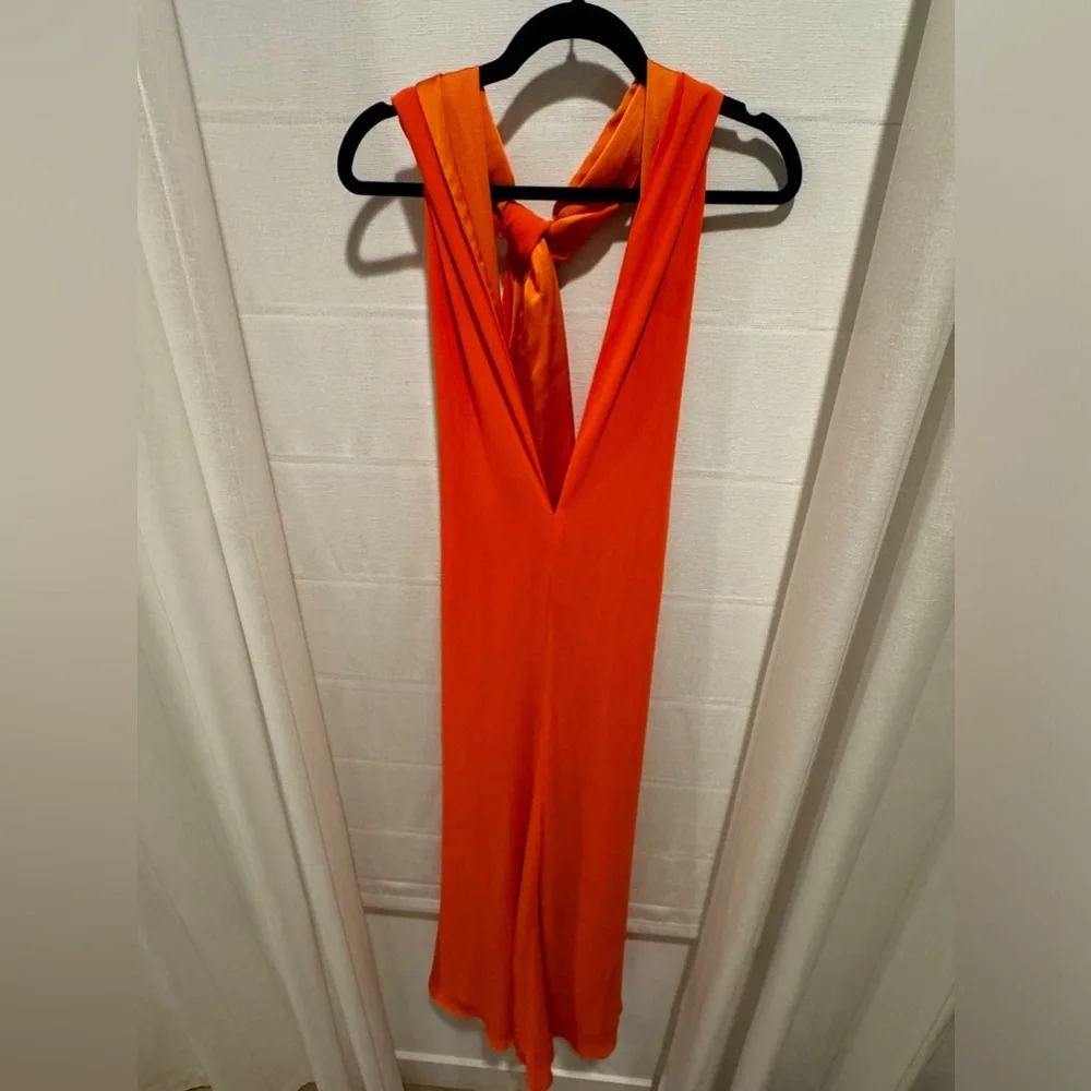 STAUD
Women's Orange Sycamore Wrap Gauze Wide-leg Jumpsuit size xs - Picture 9 of 13